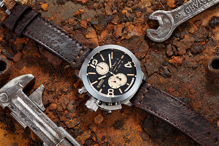 義式軍風的另一選擇 U-BOAT Classico 45 Chrono Tungsteno Cas1鎢鋼計時碼錶
