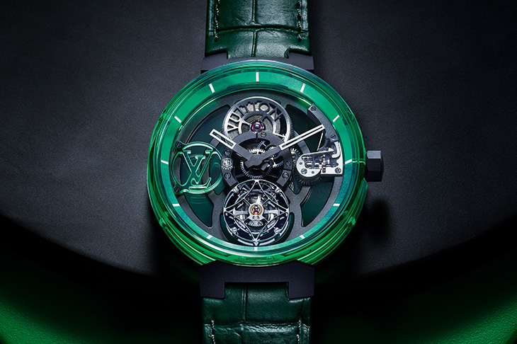 路易威登LOUIS VUITTON Tambour Moon藍寶石水晶鏤空陀飛輪