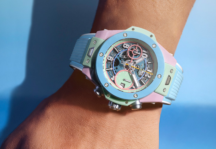 HUBLOT宇舶Big Bang Summer粉彩陶瓷計時碼錶