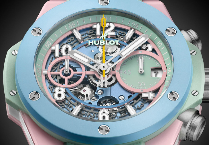 HUBLOT宇舶Big Bang Summer粉彩陶瓷計時碼錶