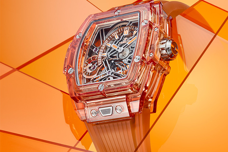 一只集結現代製錶炫技的頂級腕錶該是這樣的 HUBLOT Spirit of Big Bang冰橙藍寶石陀飛輪腕錶