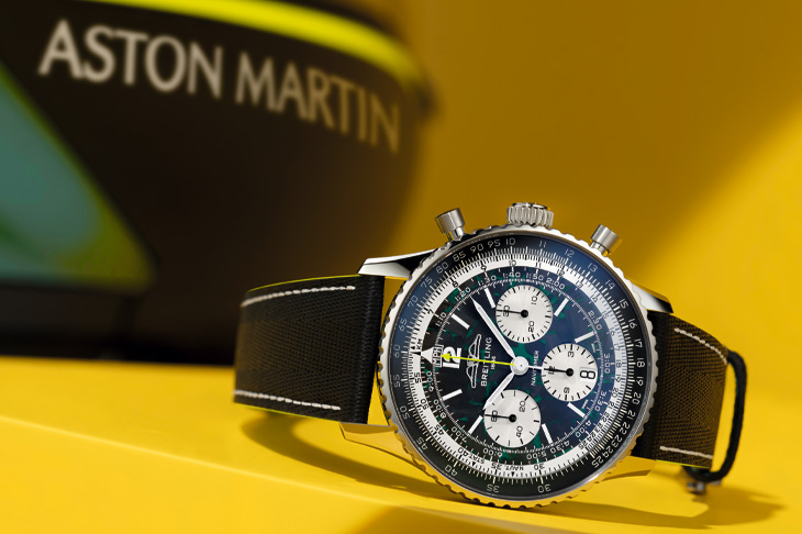 百年靈 x Aston Martin重返F1／BREITLING Navitimer B01 Chronograph 43 Aston Martin Aramco Formula One Team聯名腕錶