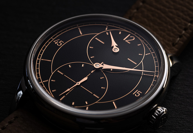 LOUIS ERARD Le Régulateur Gravé Noir三針一線黑色雕刻面盤腕錶