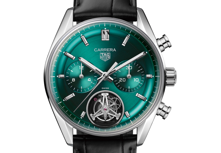 泰格豪雅TAG HEUER Carrera陀飛輪計時腕錶湖水綠款