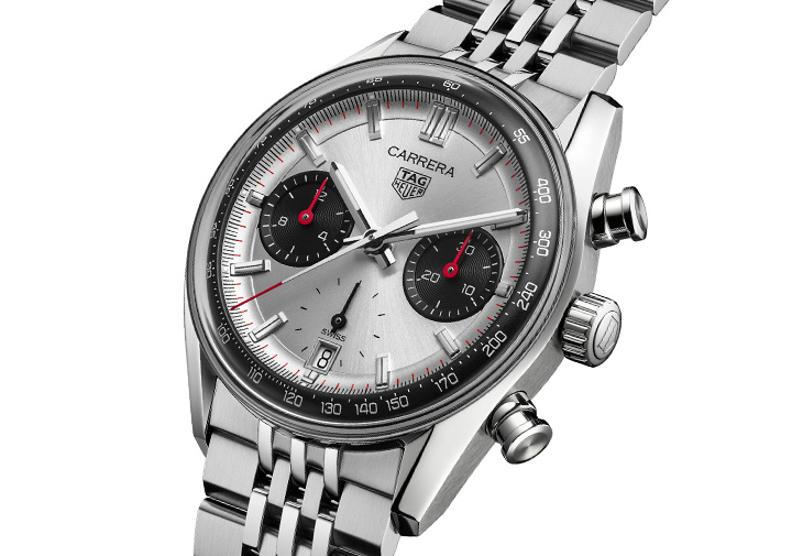 泰格豪雅TAG Heuer Carrera 計時腕錶銀面七珠鍊帶款