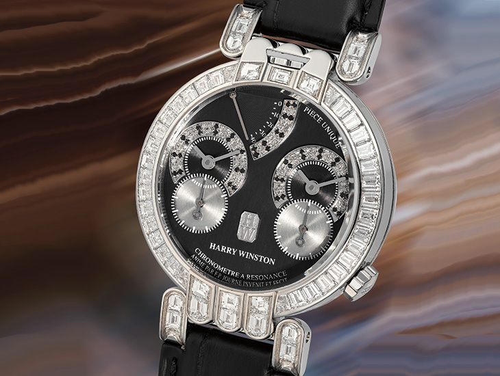 PHILLIPS富藝斯 Harry Winston海瑞溫斯頓及F.P. Journe 「Chronométre A Resonance Piece Unique」鉑金鑲鑽兩地時區天文台腕錶