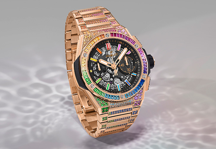 HUBLOT宇舶Big Bang Integrated皇金彩虹鍊帶計時碼錶
