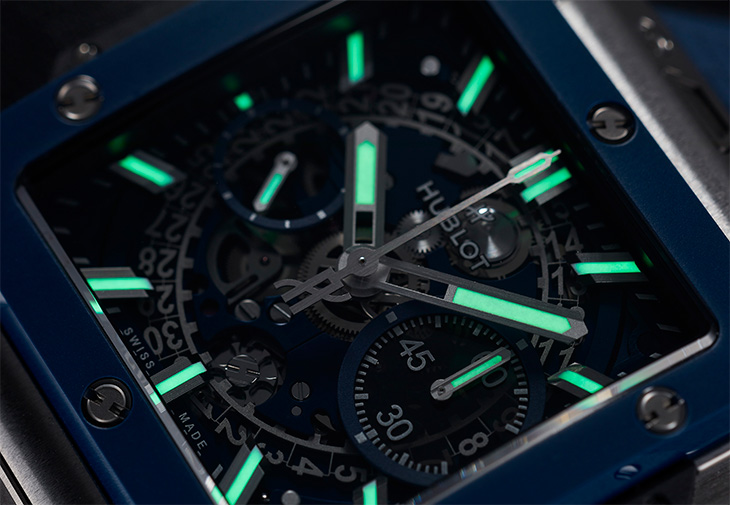HUBLOT宇舶Square Bang Unico鈦金藍陶瓷款腕錶