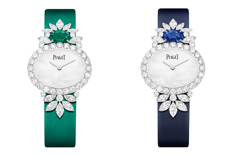 伯爵PIAGET Treasures系列18K白金祖母綠、藍寶石頂級珠寶腕錶