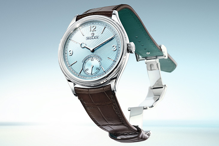 機刻雕花工藝打造新樣貌   勞力士Perpetual 1908 冰藍錶面950鉑金款