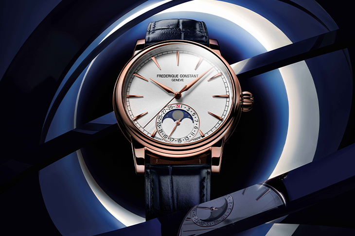 康斯登Classic Moonphase Date Manufacture（百年典雅月相日曆自製機芯腕錶）：全新機芯及首款玫瑰金錶殼