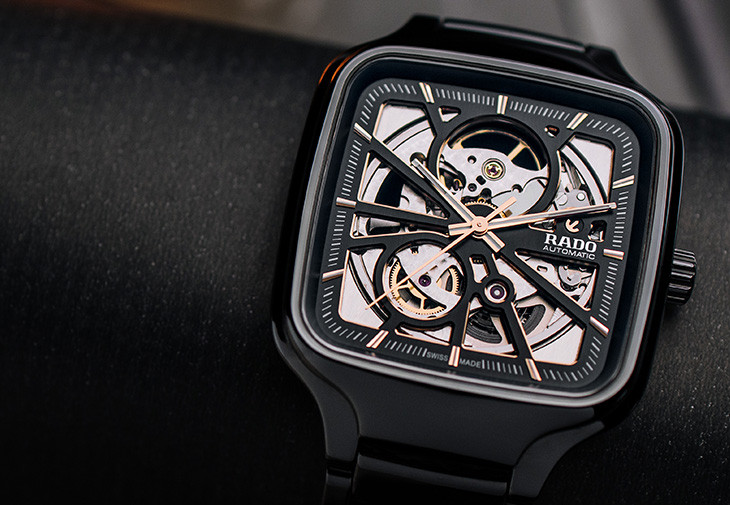 RADO True Square真我系列方形高科技陶瓷鏤空自動腕錶