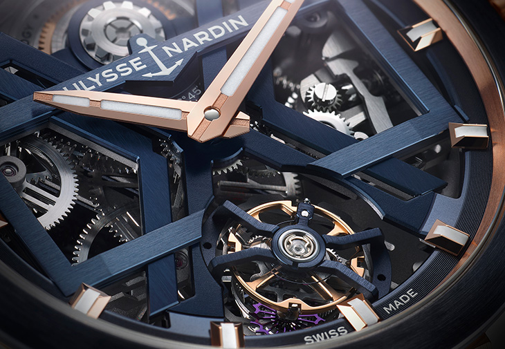 雅典錶ULYSSE NARDIN Blast鏤空陀飛輪腕錶藍金款
