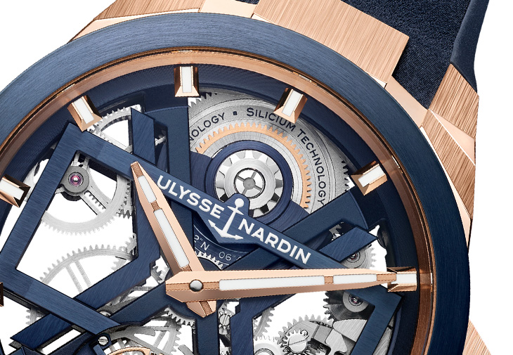 雅典錶ULYSSE NARDIN Blast鏤空陀飛輪腕錶藍金款