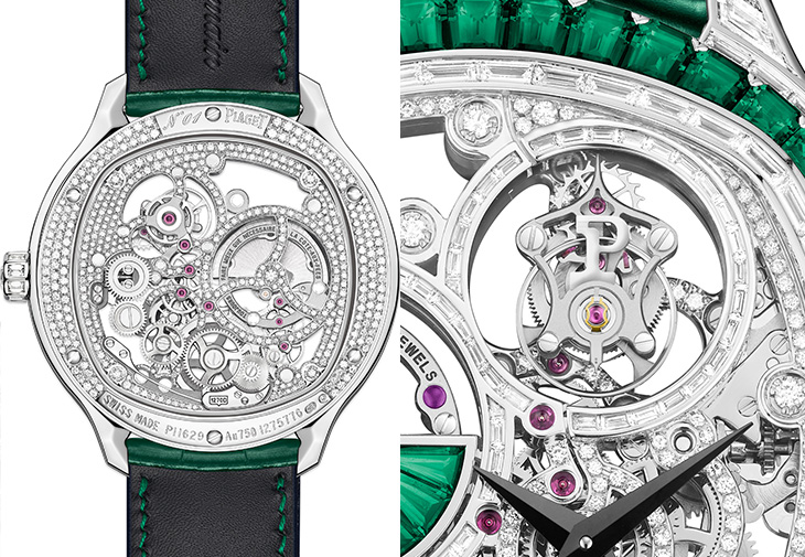 伯爵PIAGET Polo Emperador系列18K白金祖母綠鑽石鏤空陀飛輪腕錶
