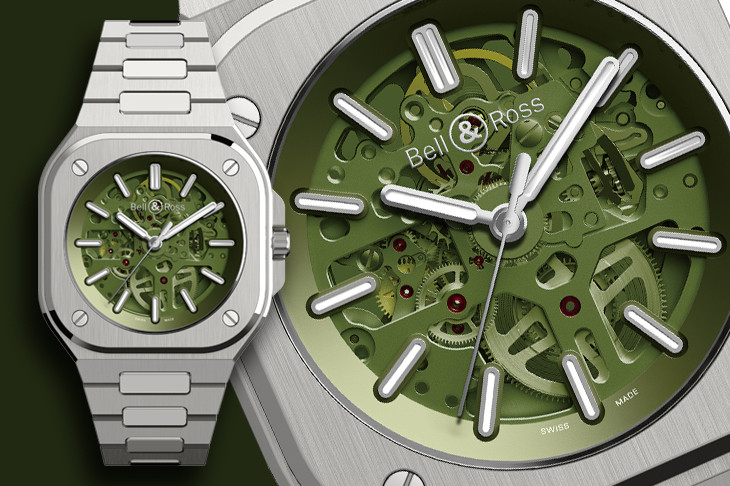 綠玻璃下的輪系結構：BELL & ROSS BR 05 Skeleton Green