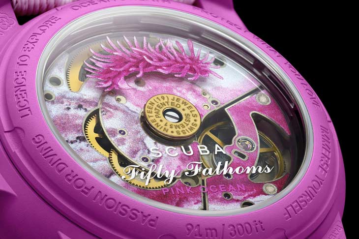 SWATCH Bioceramic Scuba Fifty Fathoms系列Pink Ocean腕錶