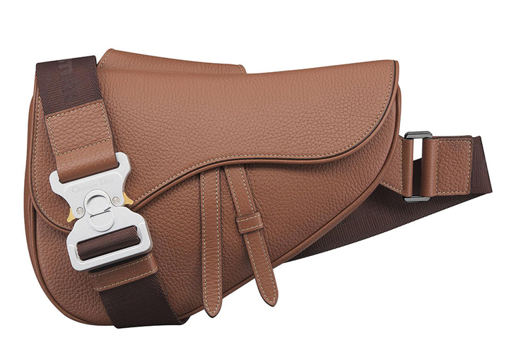DIOR Saddle棕色顆粒小牛皮馬鞍包