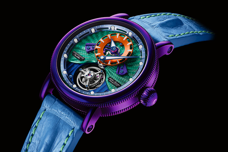 進入鐘錶藝術的瘋狂世界  CHRONOSWISS Open Gear Flying Tourbillon Psycho 變色龍