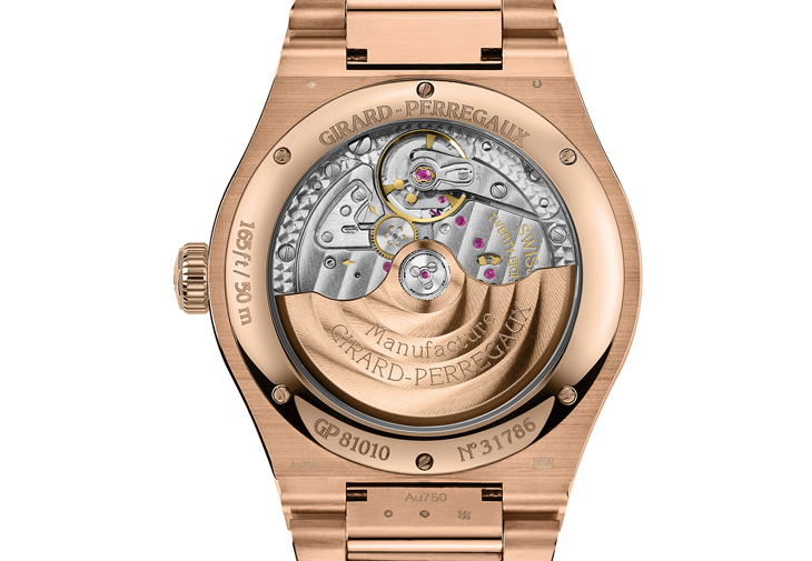 GIRARD-PERREGAUX 芝柏表Laureato桂冠系列玫瑰金芳草綠腕錶