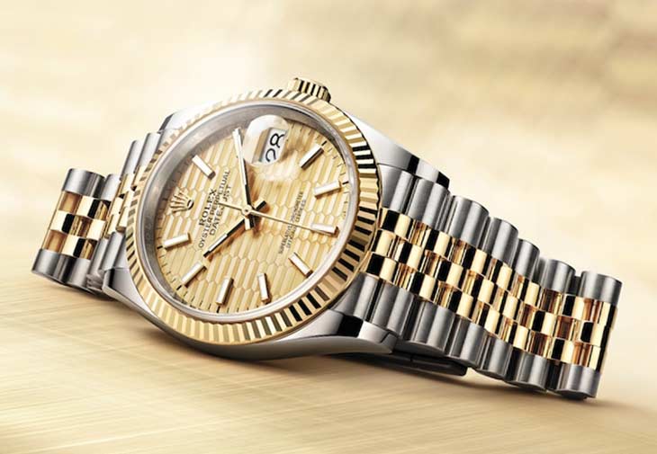 勞力士Oyster Perpetual Datejust 36三角坑紋腕錶。