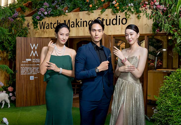 名模邱馨慧、周家漢與邱馨慧等三位名模詮釋MIKIMOTO、BREITLING與BVLGARI三大品牌作品。