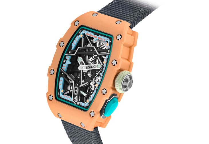 RICHARD MILLE RM 07-04⾃動上鍊運動腕錶（鮭⿂粉⾊）
