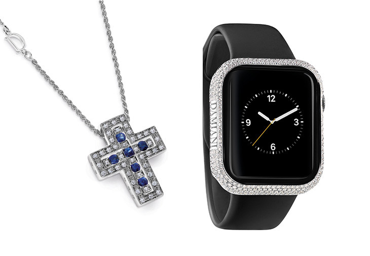 DAMIANI Belle Époque十字架藍寶石鑲鑽項鍊 Metropolitan 18K白金Apple Watch全鑽錶殻