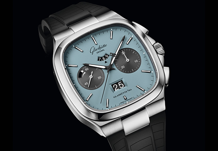 格拉蘇蒂原創GLASHÜTTE ORIGINAL Seventies Chronograph Panorama Date七零年代大日曆計時腕錶海風藍款