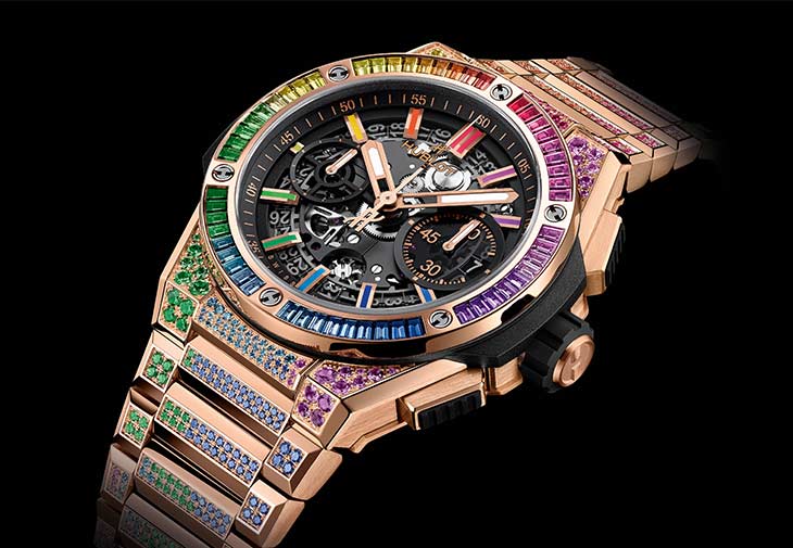 HUBLOT宇舶Big Bang Integrated皇金彩虹鍊帶計時碼錶