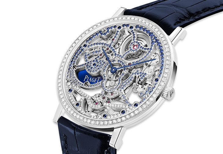 PIAGET Altiplano系列超薄自動上鍊漸層藍寶石高級珠寶腕錶
