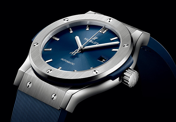 HUBLOT宇舶經典融合系列鈦金藍腕錶