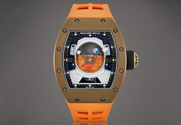 RICHARD MILLE Pharrell Williams RM52-05限量版棕色金屬陶瓷鑲鑽石及黑色藍寶石陀飛輪腕錶