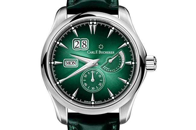 松綠新色面盤 寶齊萊CARL F.BUCHERER 馬利龍外緣動儲腕錶