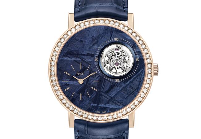 PIAGET Altiplano 夜藍色隕石面盤18K玫瑰金陀飛輪超薄腕錶