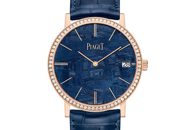 PIAGET Altiplano 夜藍色隕石面盤18K玫瑰金自動上鍊超薄腕錶