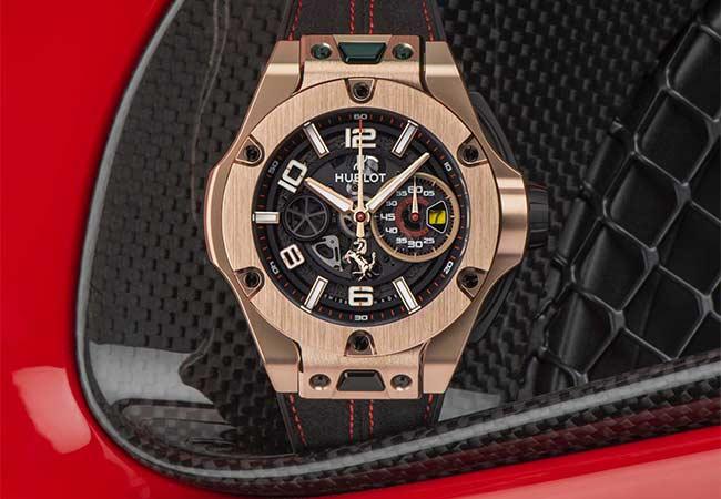 宇舶Big Bang Ferrari皇金計時碼錶，漂亮的色澤歷久不變。