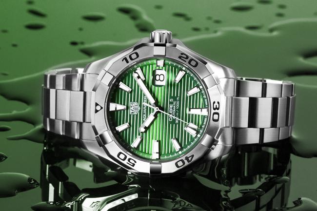 泰格豪雅 Aquaracer 系列綠色錶面男士腕錶