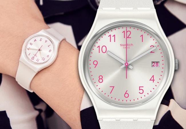 SWATCH Essentials系列Pearlazing珍珠白腕錶