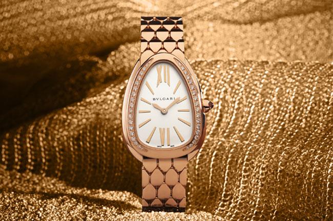 BVLGARI Serpenti Seduttori精鋼與玫瑰金鑲鑽腕錶