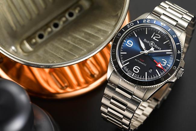 四針同軸 三地時間 BELL & ROSS V2-93 GMT Blue
