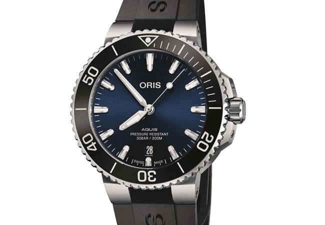 ORIS Aquis日期錶橡膠錶帶款