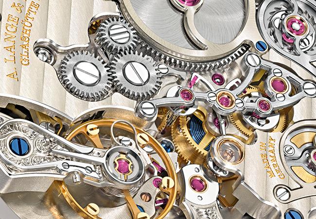 A. LANGE & SÖHNE朗格Zeitwerk Minute Repeater三問腕錶的L043.5手動上鍊機芯。