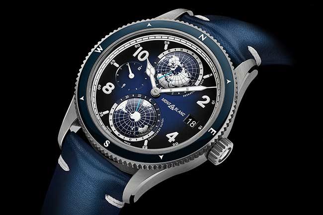 MONTBLANC萬寶龍1858 Geosphere世界時間腕錶藍黑漸層版