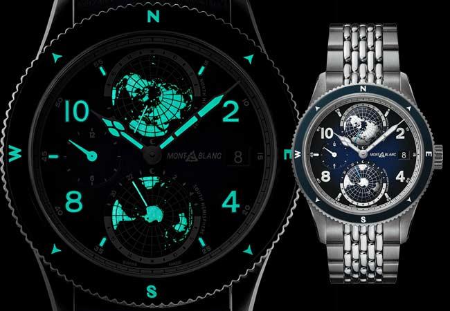 MONTBLANC萬寶龍1858 Geosphere世界時間腕錶藍黑漸層版