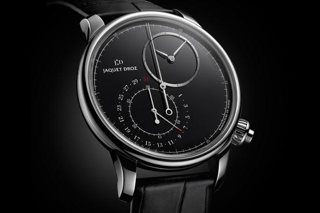 雅克德羅JAQUET DROZ偏心大秒針計時碼錶 縞瑪瑙面盤