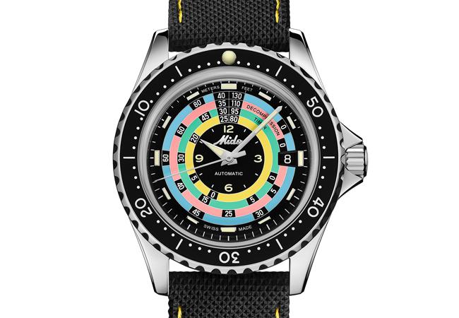 美度表MIDO Ocean Star Decompression Timer 1961海洋之星減壓復刻1961限量錶黑色織物風格皮質錶帶款