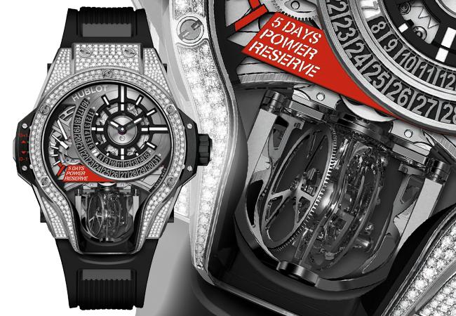 宇舶HUBLOT MP-09雙軸陀飛輪鈦金屬滿鑽腕錶