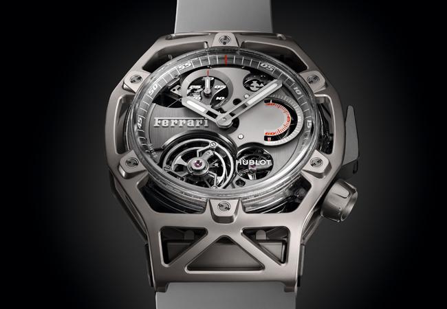 宇舶HUBLOT Techframe Ferrari藍寶石白金陀飛輪計時碼錶