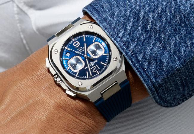 BELL & ROSS BR 05計時腕錶藍面款。型號：BR05C-BU-ST/SRB